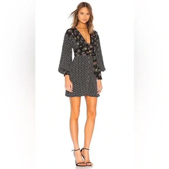 Free People Womens Wonderland Printed A-Line Mini Dress Size M - Picture 3 of 15